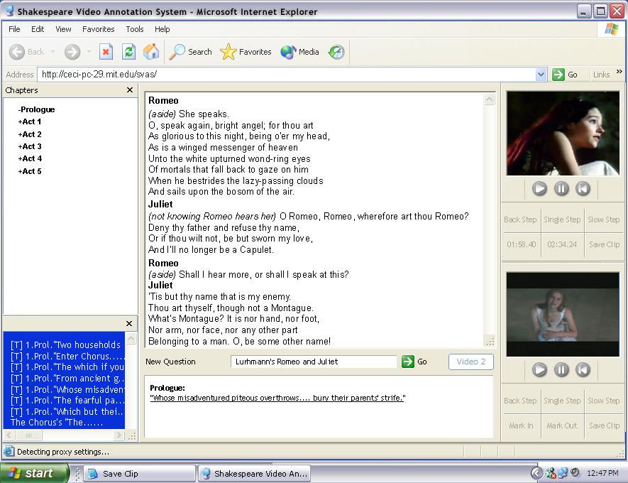Shakespeare Video Annotation System 
