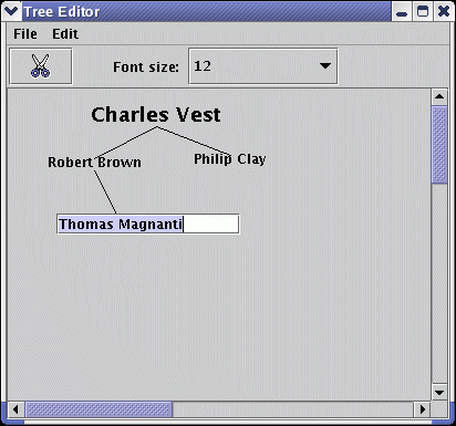 Tree editor showing in-place editing