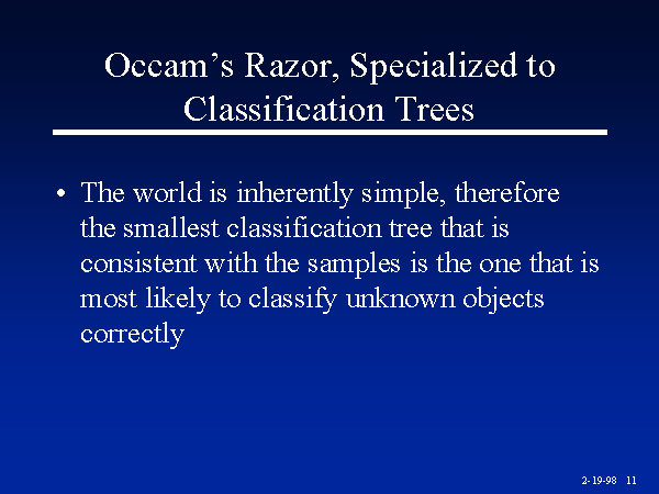 Occam’s Razor, Specialized to